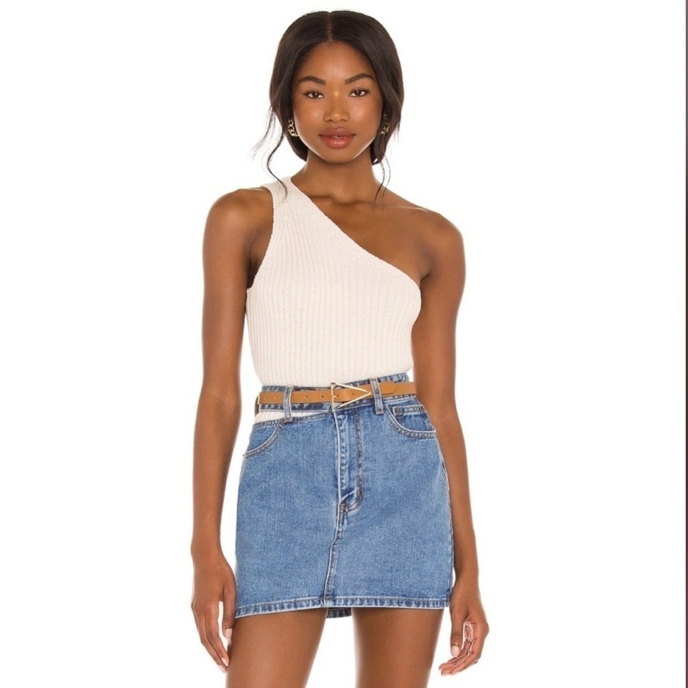 One Grey Day (Revolve) Nolan Ribbed One Shoulder Tank Top, Size XS. (v)
